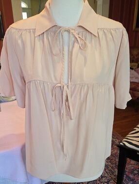 BR Tie Front Silk Blouse